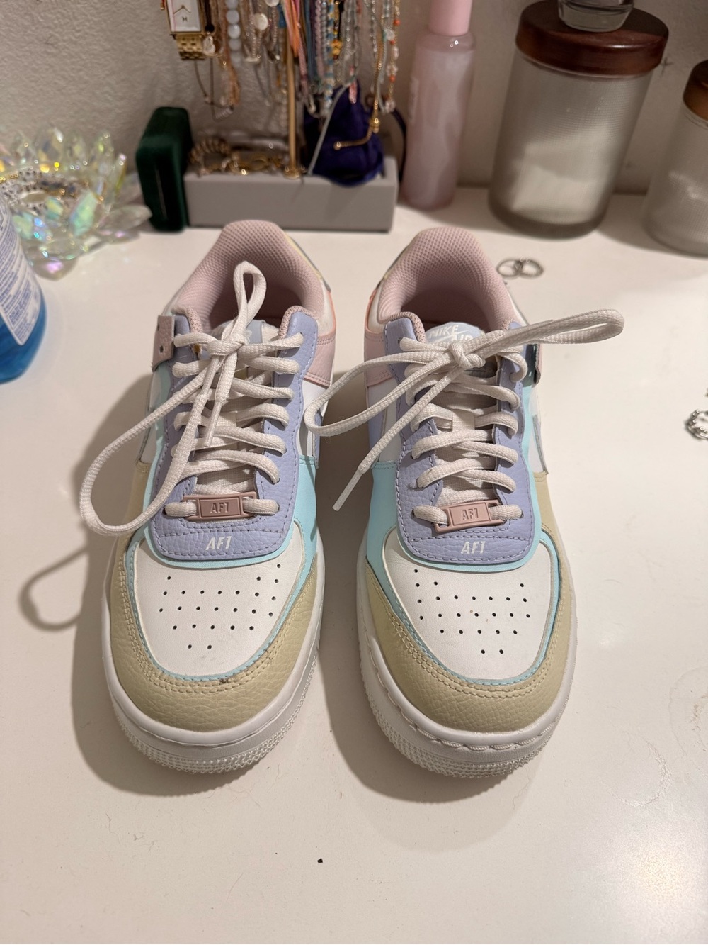 Nike Light Pink and White Mesh Low Top Sneakers